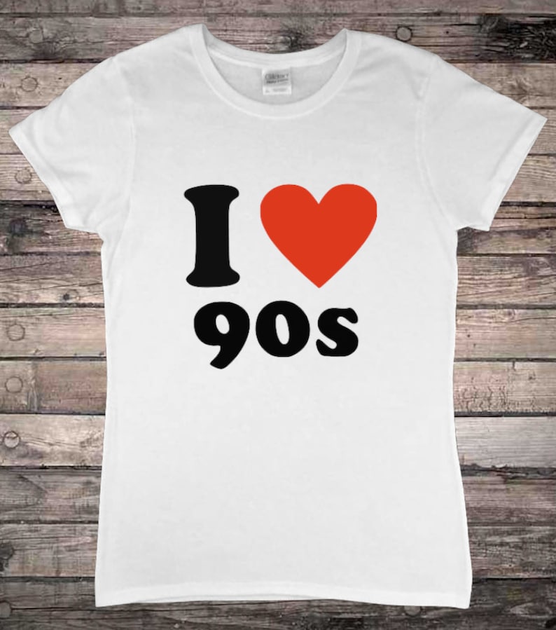 I Love 1990s 90s Party Fancy Dress Ladies T-Shirt image 1