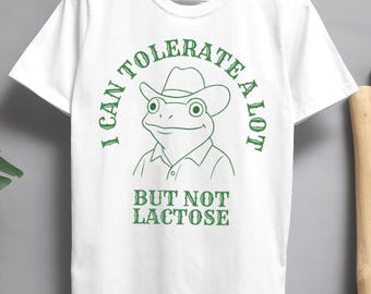 Funny Lactose Intolerant T-Shirt – Retro Frog Cowboy Graphic Tee
