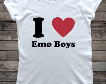 I Love Heart Emo Boys Funny Slogan T-Shirt