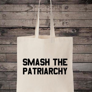 Feminist Smash The Patriarchy Feminism Slogan Cotton Shopping Tote Bag image 1