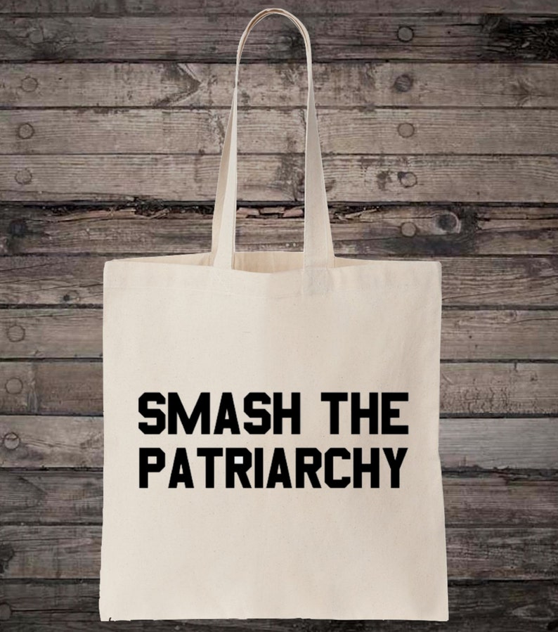 Feminist Smash The Patriarchy Feminism Slogan Cotton Shopping Tote Bag image 1