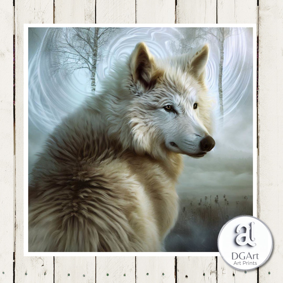 Arctic Wolf AI Art Print White Wolf Wall Art Wolf Art Wolf Etsy