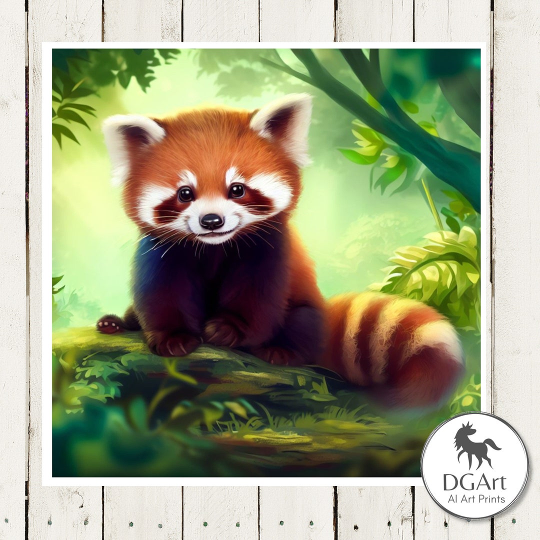 Cute Red Panda Puppy AI Art Print Baby Red Panda Wall Art Etsy