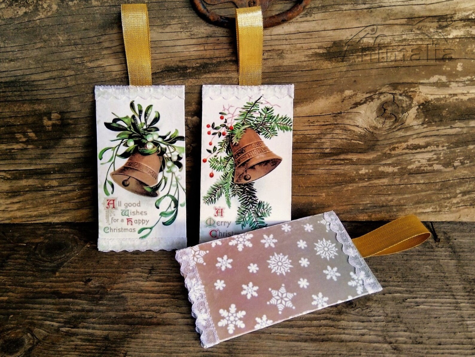 Set aus drei Frohe WeihnachtenLesezeichen mit handverzierten Etsy.de