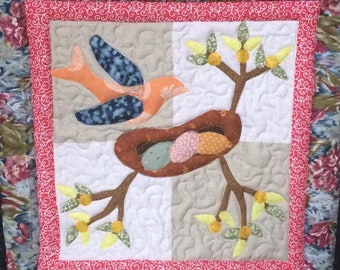 Quilted wall hanging, mini quilt, wall hanging, patchwork wall hanging, Quilted patchwork wall hanging, Applique wall hanging, applique