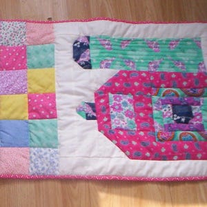Patchwork table runner, quilted table runner,  colourful table runner, farmhouse style table topper, table topper, Kitchen decor,