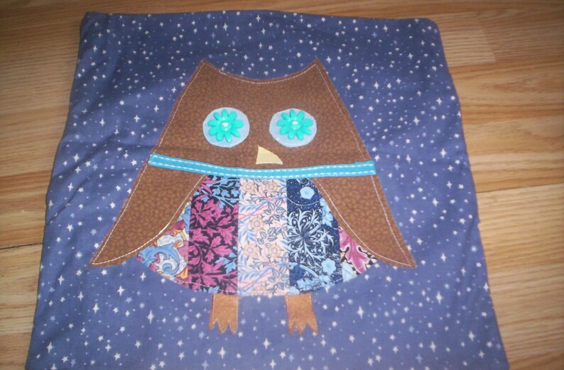 Owl cushion cover, Animal themed cushion, Applique cushion cover, cushion cover, decorative cushion cover, home decor image 1