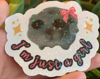 Sad hamster sticker or magnet! Sad meme great for gifts or yourself! I’m just a girl :)