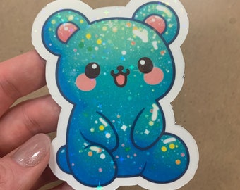 Gummy bear stickers or magnets super cute sparkly glitter multiple to choice from! Green,orange,blue,yellow,red