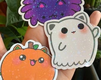 Cat pumpkin,cat ghost,cat spider stickers Halloween sparkly! Who doesn’t love cats and Halloween!