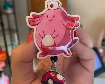 Cute badge reel great for nurses or anyone in the healthcare field nurse chansey pokemon cute pink bade!