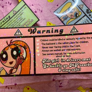 Powerpuff girls! Car warning stickers super cute sassy glitter for car visor blossom buttercup bubbles image 2
