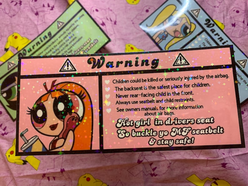Powerpuff girls! Car warning stickers super cute sassy glitter for car visor blossom buttercup bubbles image 2