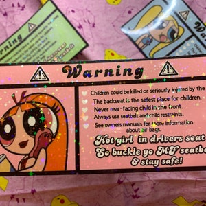 Powerpuff girls! Car warning stickers super cute sassy glitter for car visor blossom buttercup bubbles