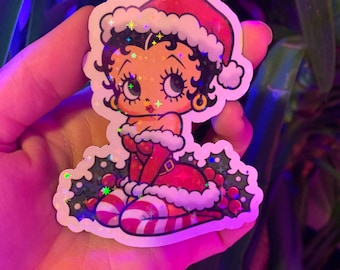 Betty boop stickers Christmas festive holiday coquette bow Super cute sparkles,laptop stickers,glam stickers