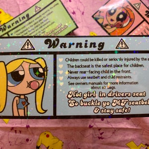 Powerpuff girls! Car warning stickers super cute sassy glitter for car visor blossom buttercup bubbles Bubbles