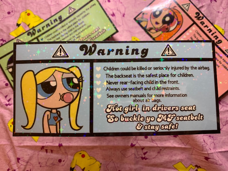 Powerpuff girls! Car warning stickers super cute sassy glitter for car visor blossom buttercup bubbles Bubbles