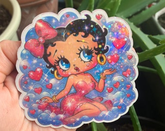 Betty boop stickers valentines hearts  festive coquette bow Super cute sparkles,laptop stickers,glam stickers