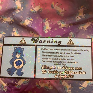 Grumpy bear Care Bears car warning sticker,visor sticker,cute funny glittery!