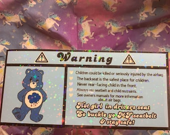 Grumpy bear Care Bears car warning sticker,visor sticker,cute funny glittery!