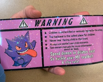 Gengar Pokémon car warning sticker sparkly or plain speed demon super cute and funny