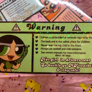 Powerpuff girls! Car warning stickers super cute sassy glitter for car visor blossom buttercup bubbles image 6