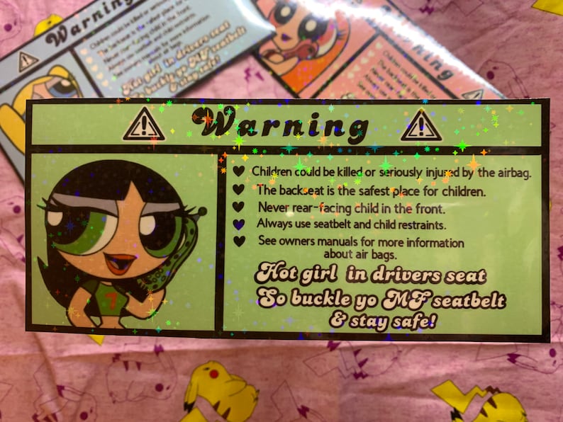 Powerpuff girls! Car warning stickers super cute sassy glitter for car visor blossom buttercup bubbles image 6