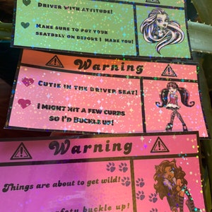 Monster warning stickers!  Wolf sparkly laminate