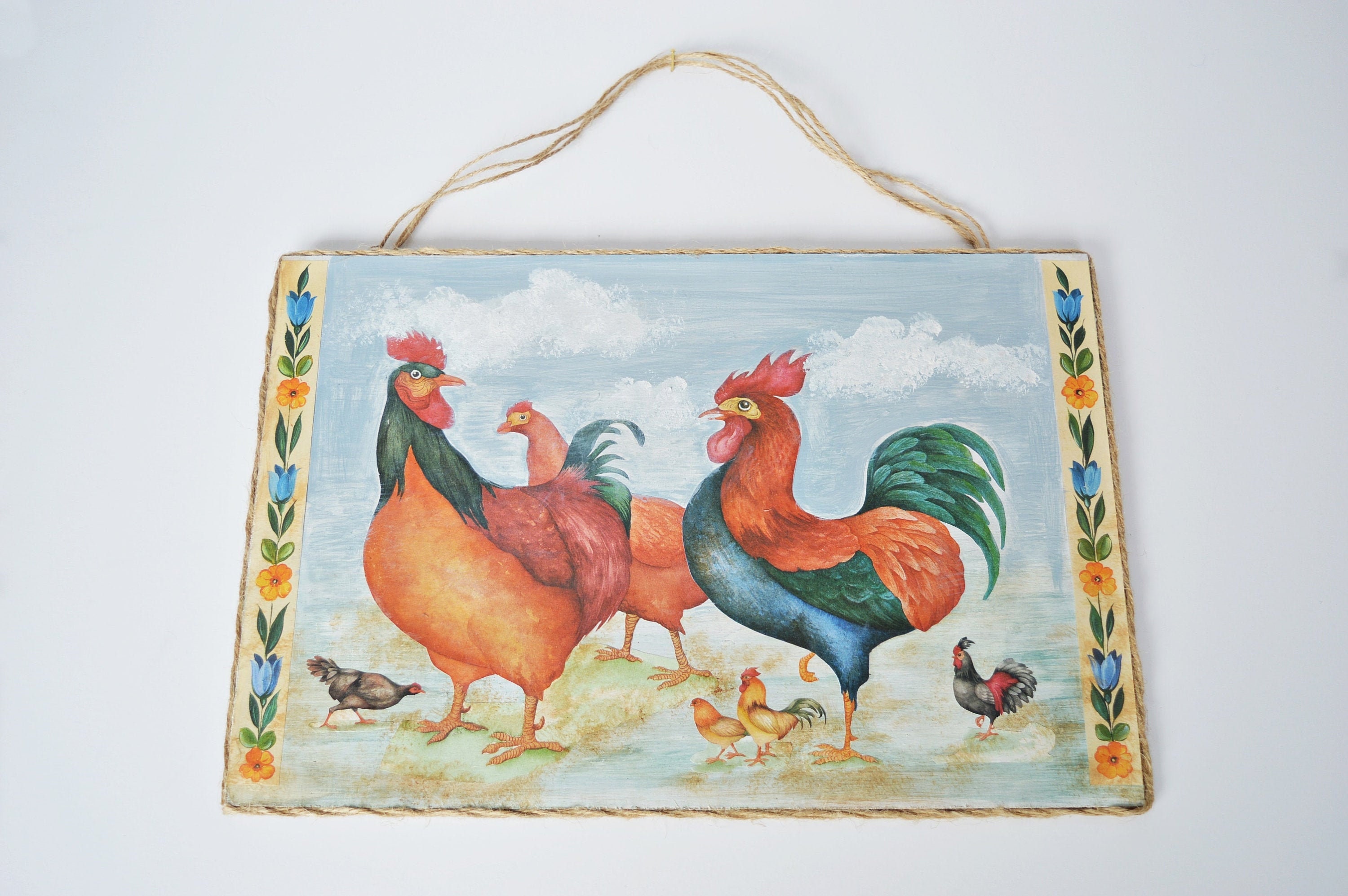 Rooster Kitchen Wall Decor Farm animal wall decor Hen chicks Etsy