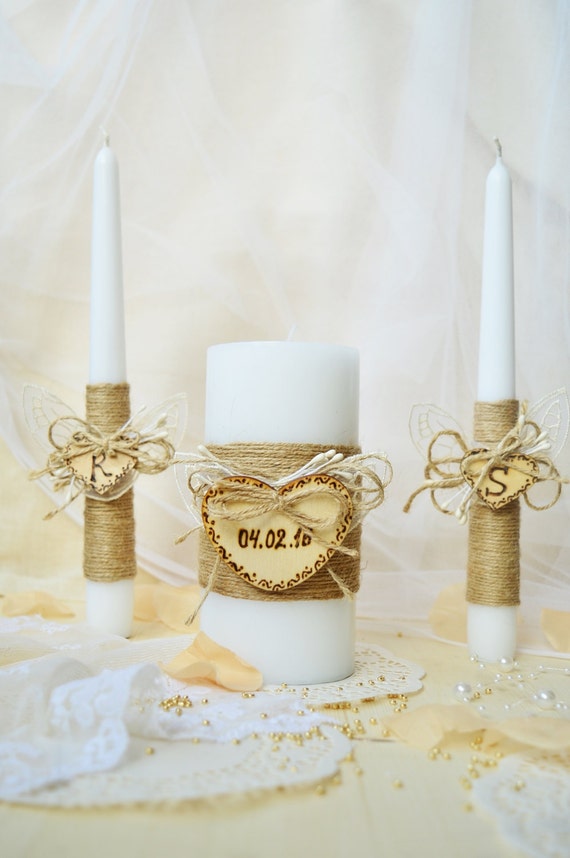 Mr Mrs Wedding Candles Set Rustic Wedding Ceremony Accessories Unity Candle Set Custom Wedding Unity Candle Set with Wood Candles Holders