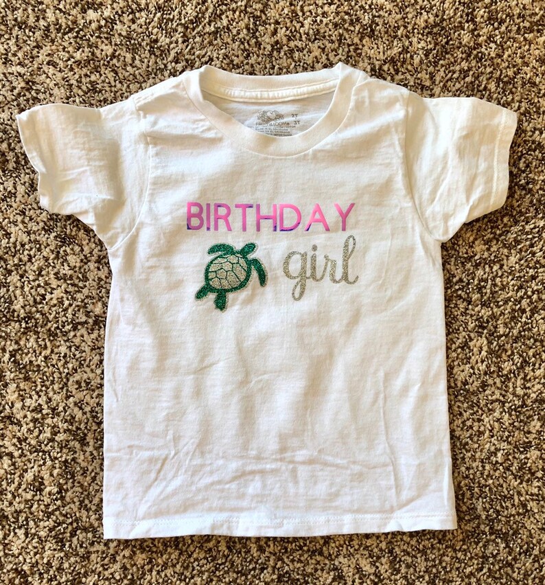 Custom Birthday Shirt with Sea Turtle Birthday Girl is turning 2