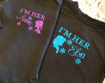 Disney Inspired Frozen I’m her Elsa and I’m  her Anna sister shirts