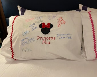 Disney Inspired Personalized Autograph Pillow Case to get Character Signatures