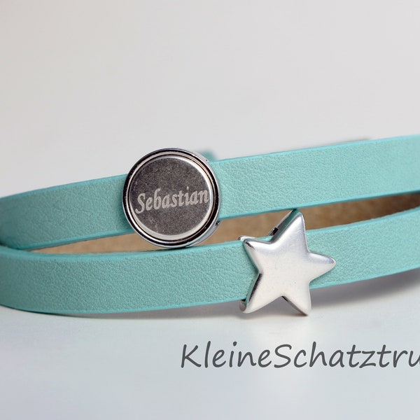 Personalisiertes Lederarmband mit Wunschgravur in vielen Farben