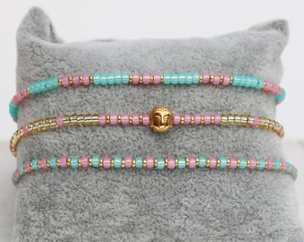 Miyuki Armbänder - Summertime - Buddha - türkis - pink - gold