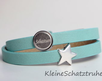 Personalisiertes Lederarmband mit Wunschgravur in vielen Farben