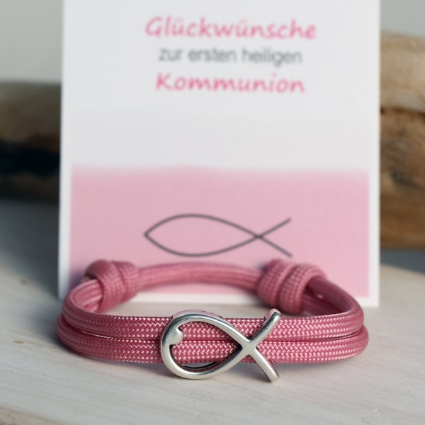 Armband Kommunion, Geschenk Mädchen, Fisch, Wunschfarbe