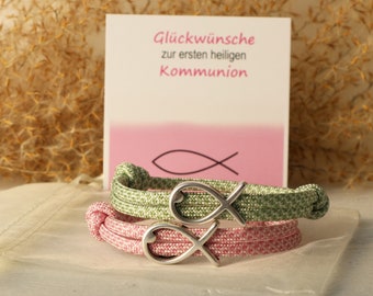 Armband Kommunion, Geschenk Kommunion, Fisch, Wunschfarbe