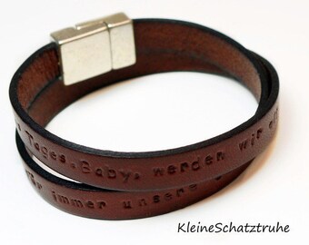 Lederarmband Namensarmband UNISEX braun inkl. Wunschprägung