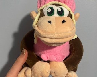 Dixie Kong Handmade Mario Monkey Plush Stuffed Animal Custom