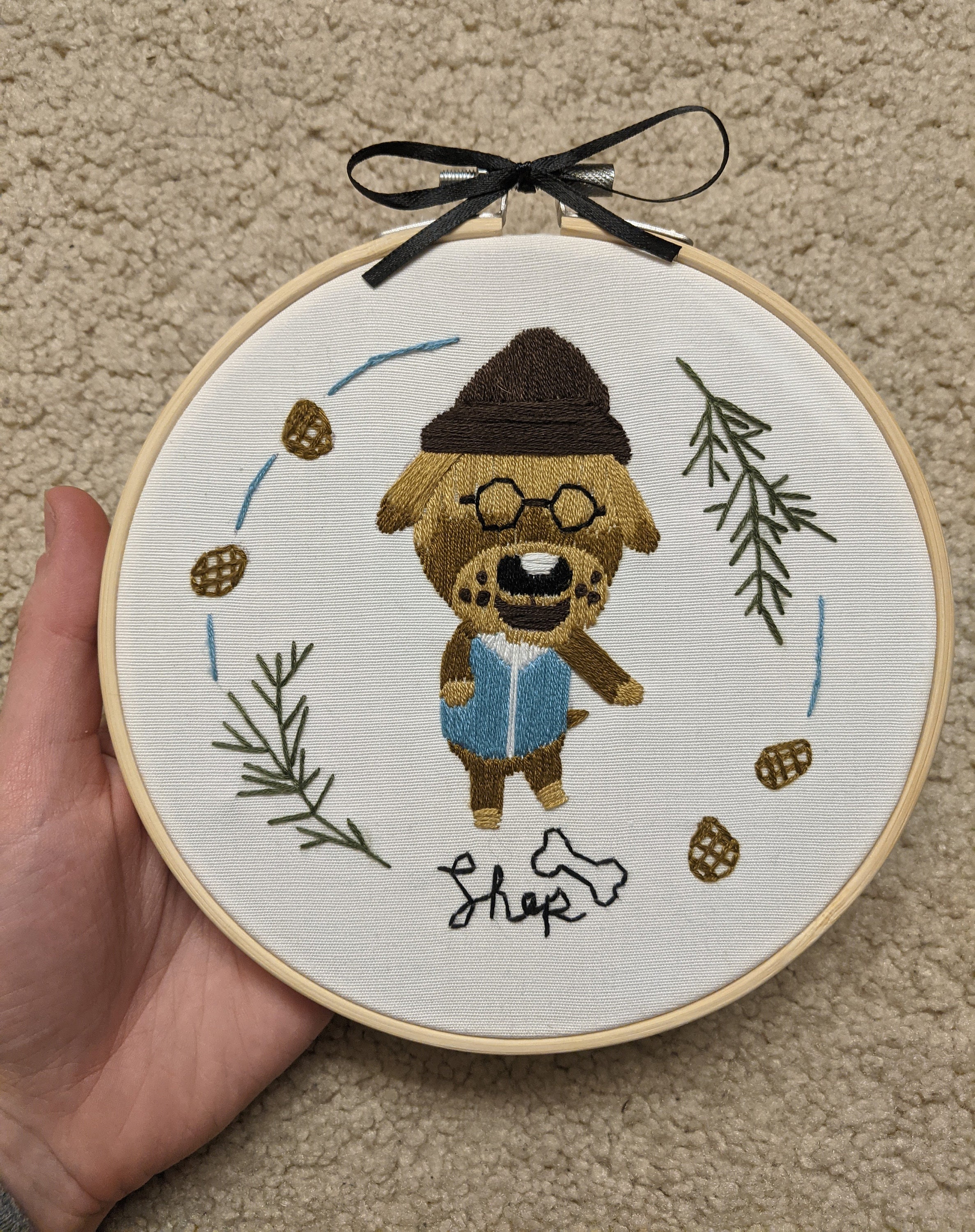 Shep Animal Crossing Hand Embroidered 6 Inch Hoop - Etsy Shep Animal Crossing Hand Embroidered 6 Inch Hoop - Etsy