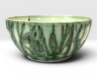 Handmade Seafoam Green Ceramic Serving Bowl | Organic Glaze Pottery, Fruit Salad Dish