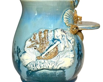 Mermaid Ritual Shelf Vase – Handmade, Ceramic Crystal Display Shelf