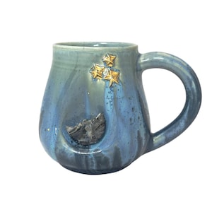 Handcrafted Crystal Garden Mug – Crescent Moon & Golden Star Glow