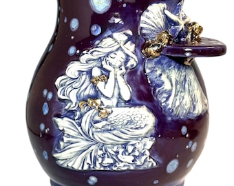 Mermaid Ritual Shelf Vase – Handmade, Ceramic Crystal Display Shelf