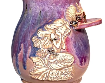 Mermaid Ritual Shelf Vase – Handmade, Ceramic Crystal Display Shelf