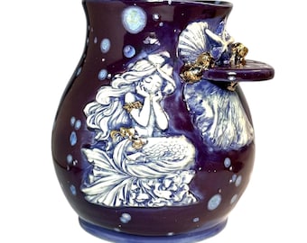 Mermaid Ritual Shelf Vase – Handmade, Ceramic Crystal Display Shelf