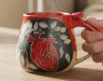 Handmade Ceramic Coffee Mug, Heart Mug, Birthday, Mother's Day, Teacher's Gift