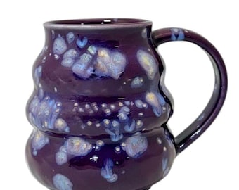 Handmade Purple Ceramic Coffee Mug: Galaxy Glaze Pottery, Starry Sky, Mother's Day, Teacher's Gift
