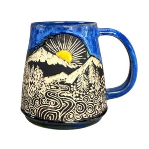 Sunset  Mug – Mountain Landscape Ceramic Mug – River Sunrise Coffee Cup – Father’s Day